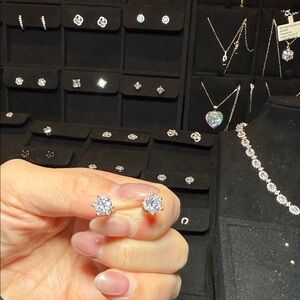 Sparkling White Crystal Cluster Stud Earrings - Women's Jewelry